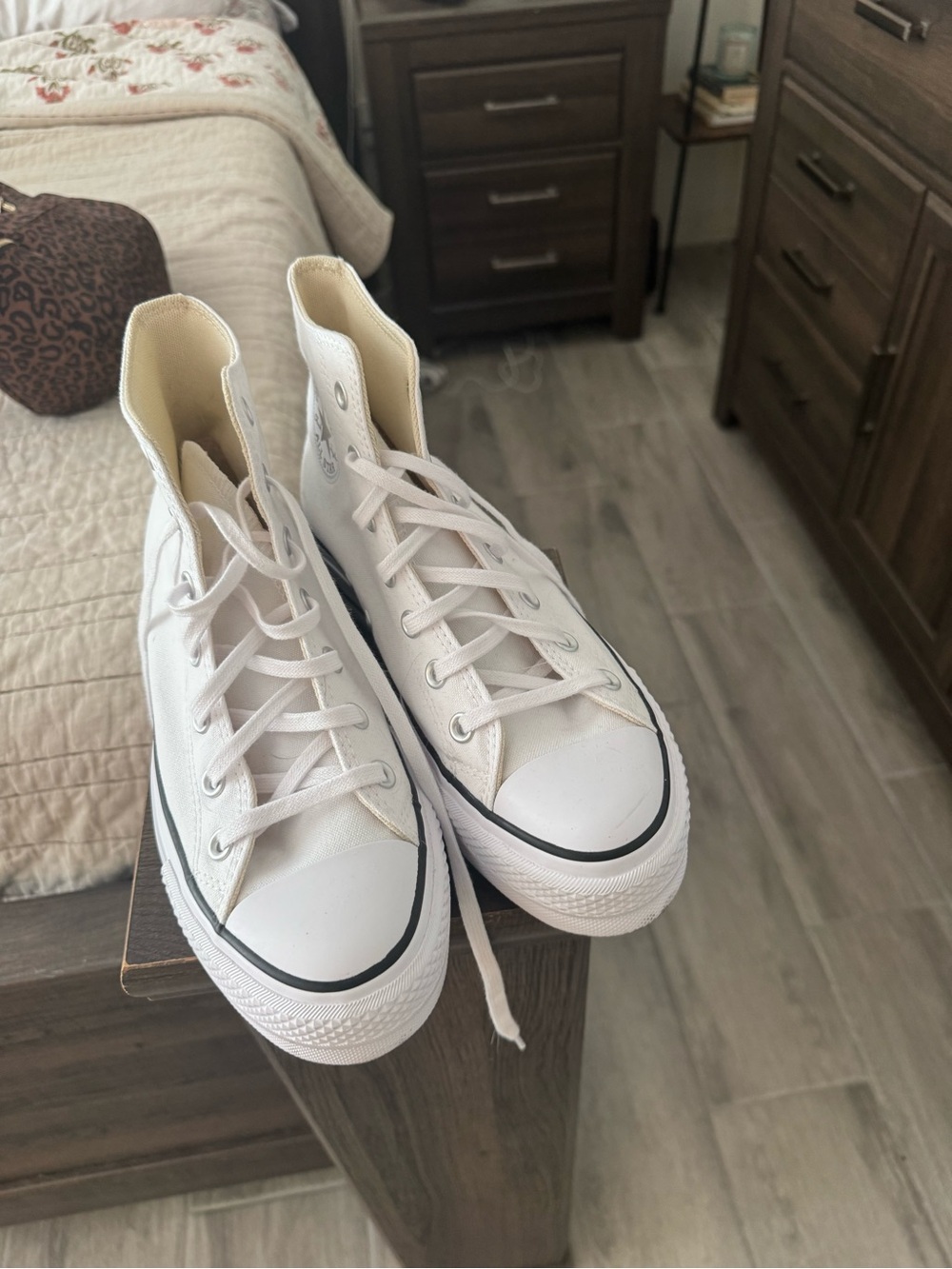 Classic White High-Top Canvas Sneakers - Women's platform